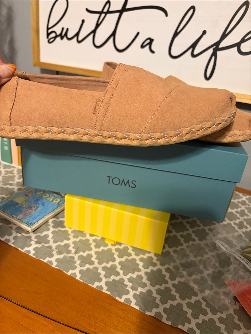 TOMS Suede Espadrille Slip-Ons in Tan